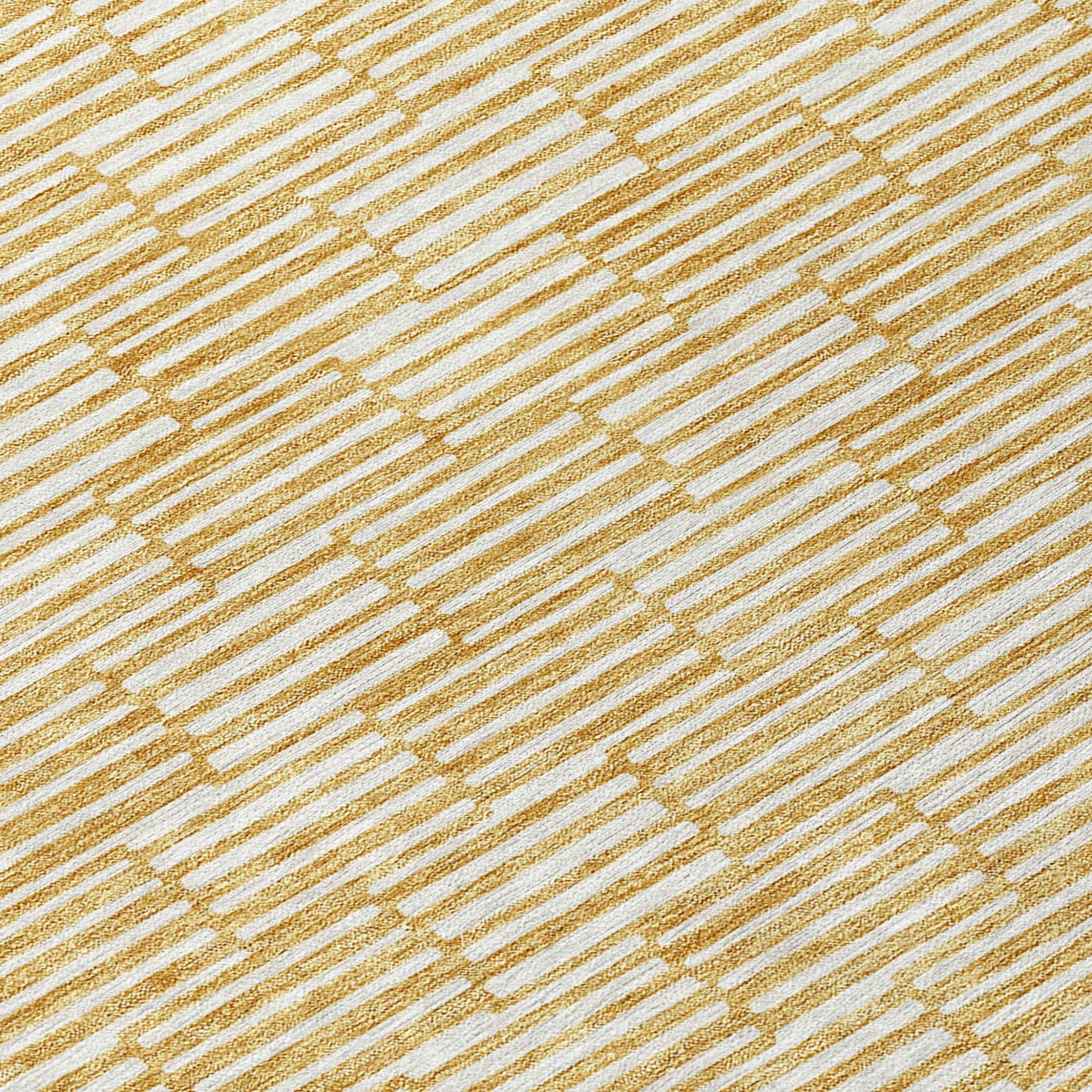 5' X 8' Gold And Beige Geometric Washable Indoor Outdoor Area Rug