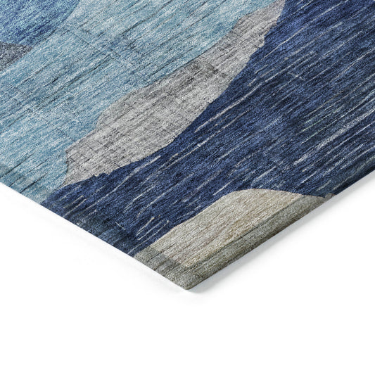 8' X 10' Blue Purple And Green Abstract Washable Indoor Outdoor Area Rug