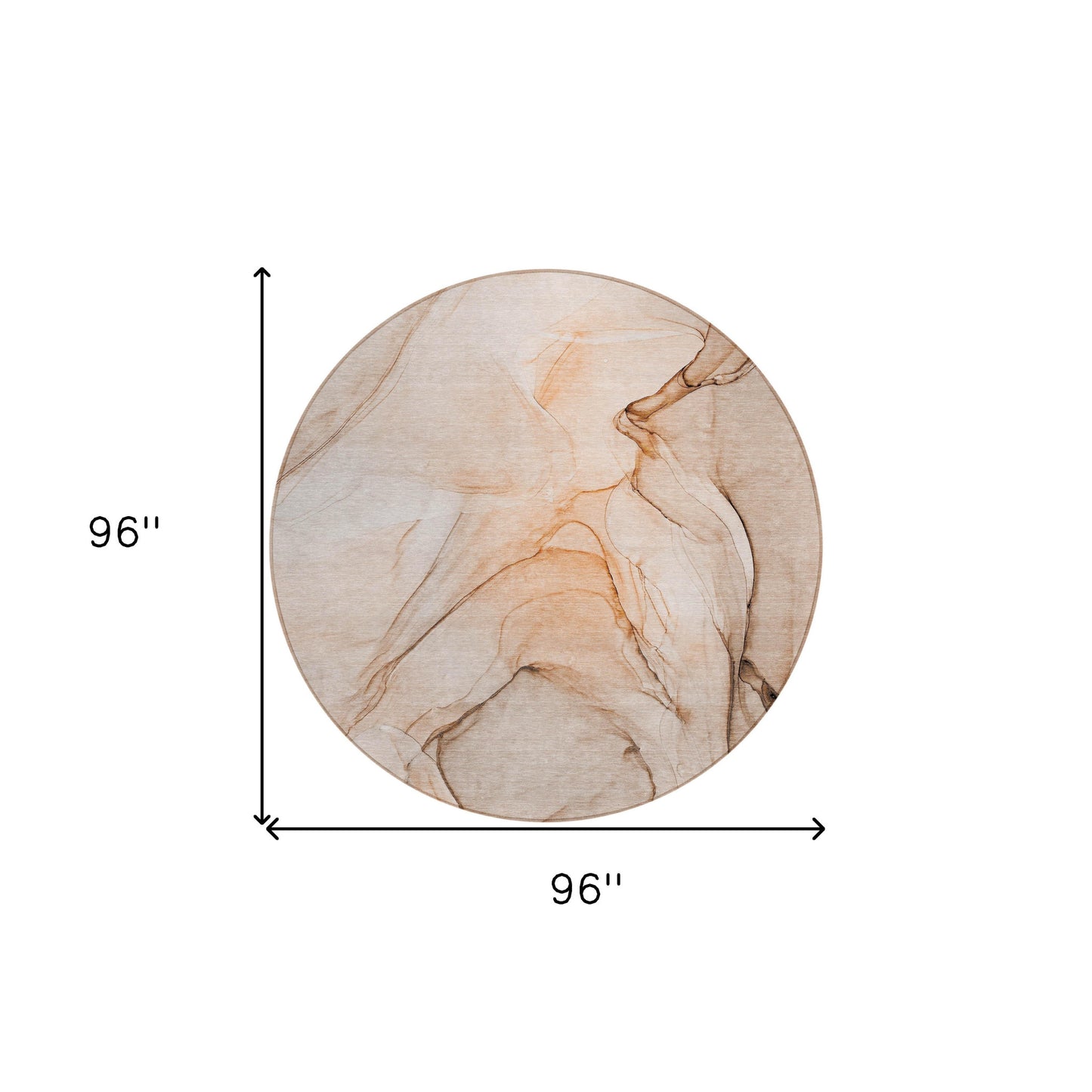 8' Round Gray and Orange Round Abstract Washable Non Skid Indoor Outdoor Area Rug