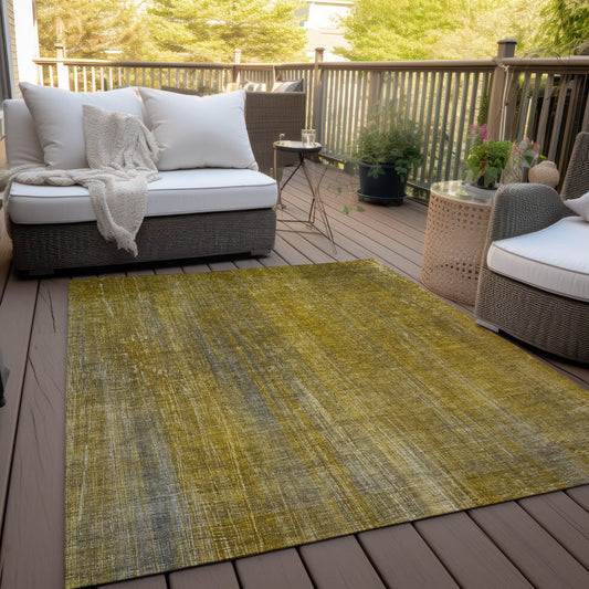 5' X 8' Chocolate Striped Washable Non Skid Indoor Outdoor Area Rug