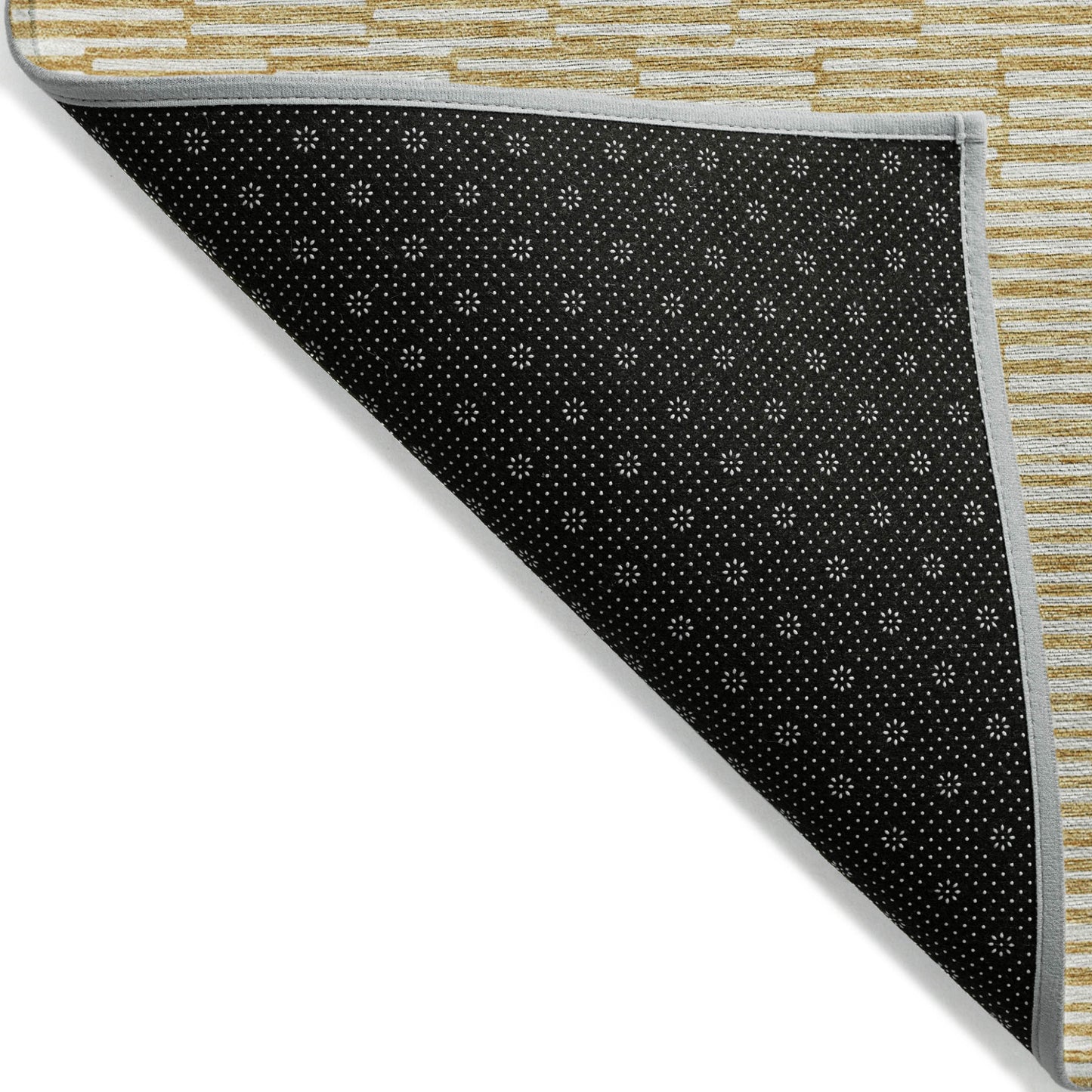 5' X 8' Gold And Beige Geometric Washable Indoor Outdoor Area Rug