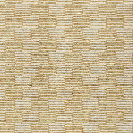 5' X 8' Gold And Beige Geometric Washable Indoor Outdoor Area Rug