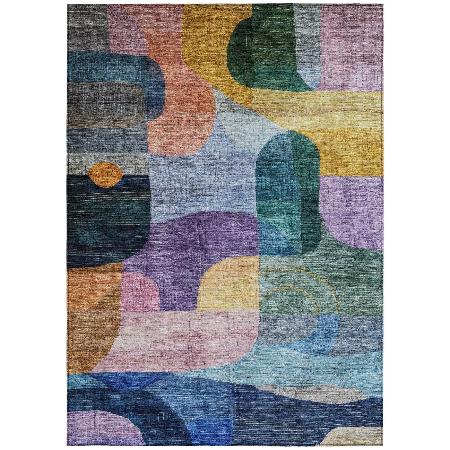 8' X 10' Blue Purple And Green Abstract Washable Indoor Outdoor Area Rug