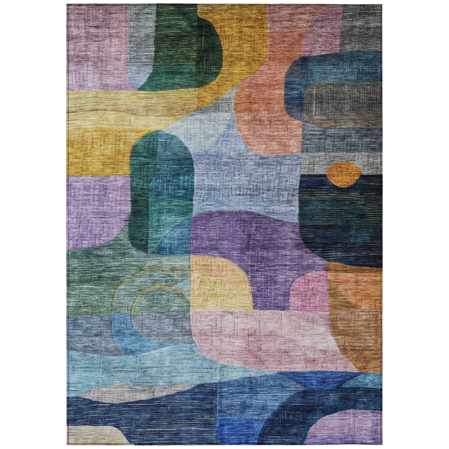 8' X 10' Blue Purple And Green Abstract Washable Indoor Outdoor Area Rug