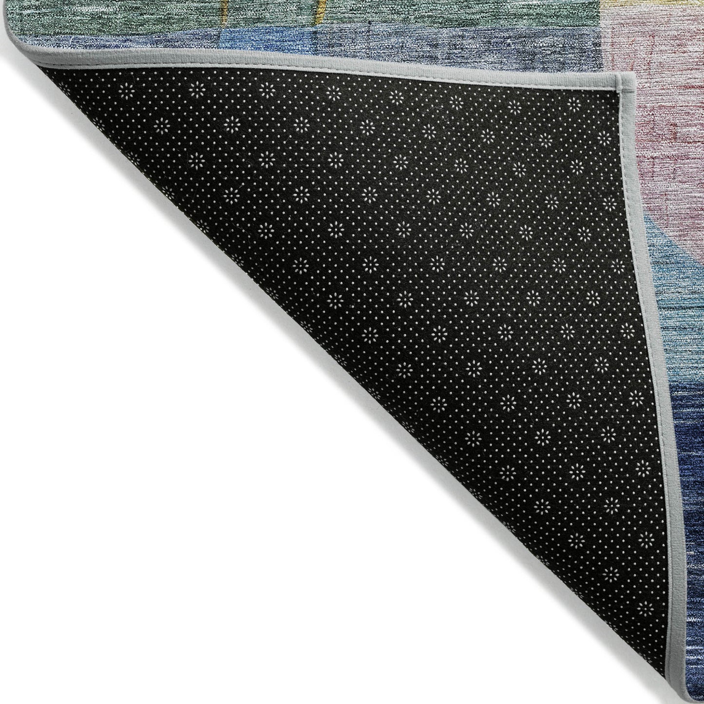 8' X 10' Blue Purple And Green Abstract Washable Indoor Outdoor Area Rug