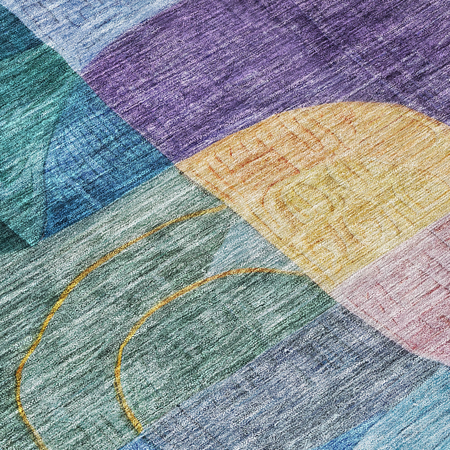 8' X 10' Blue Purple And Green Abstract Washable Indoor Outdoor Area Rug