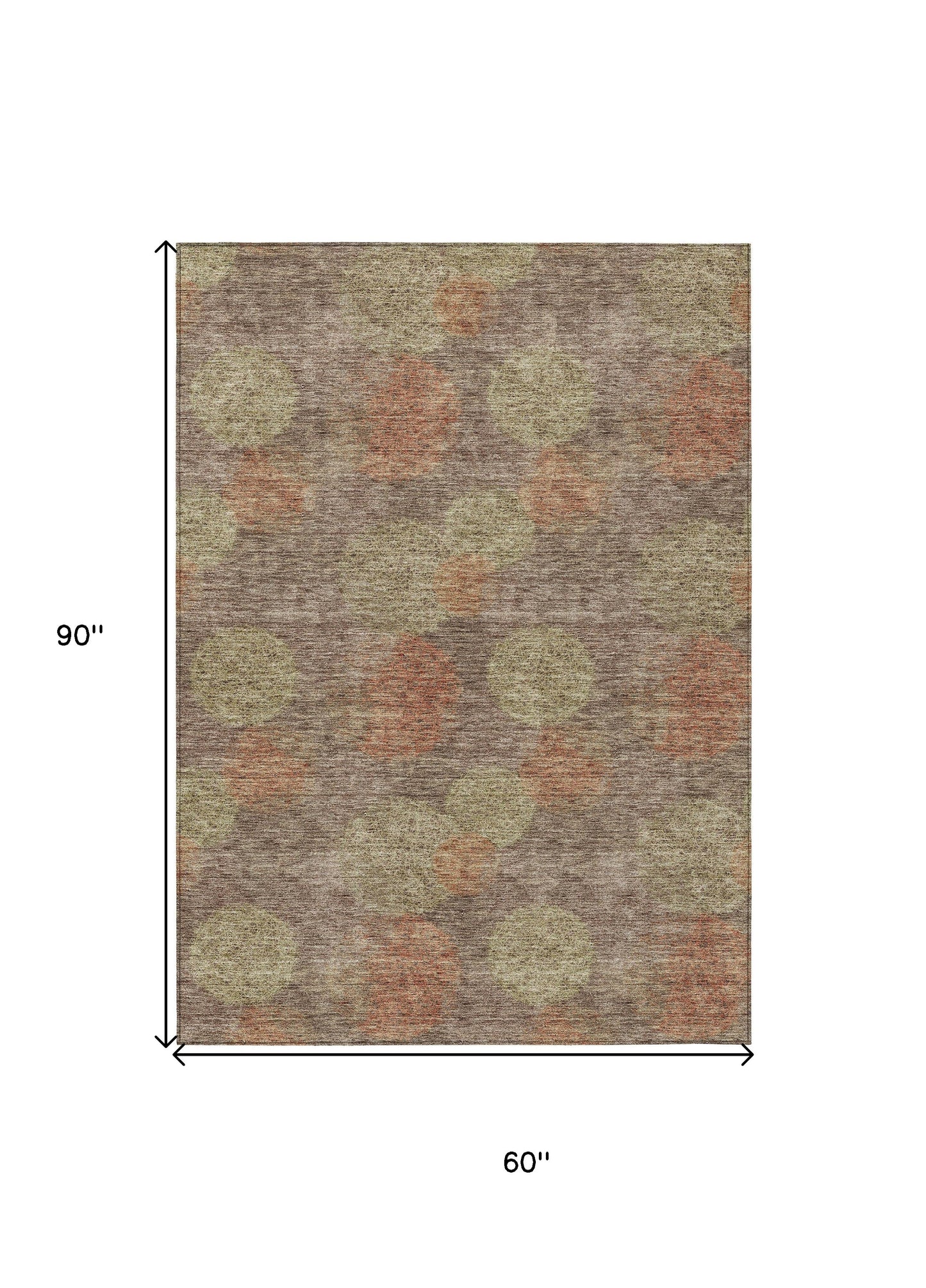 5' X 8' Brown Taupe And Sage Polka Dot Washable Indoor Outdoor Area Rug