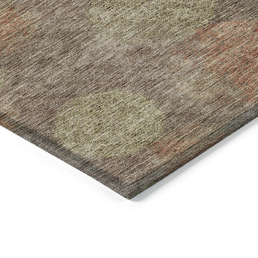 5' X 8' Brown Taupe And Sage Polka Dot Washable Indoor Outdoor Area Rug