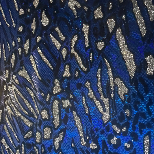 Cheetah Metallic Flocking Hologram Glitter Fabric in Nylon Spandex | Spandex Palace